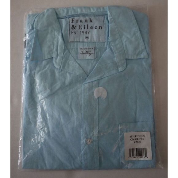 Frank & Eileen Women's Sz M Blue Eileen Relaxed Button-Up Long Sleeve Shirt $278 - Picture 1 of 4